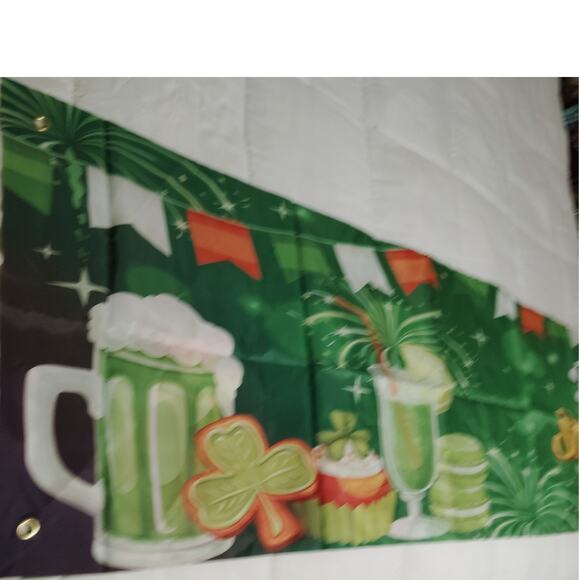 St. Patrick’s Day Banner Sign 120" x 20" Polyester with Grommets & Ribbon String - Picture 10 of 11